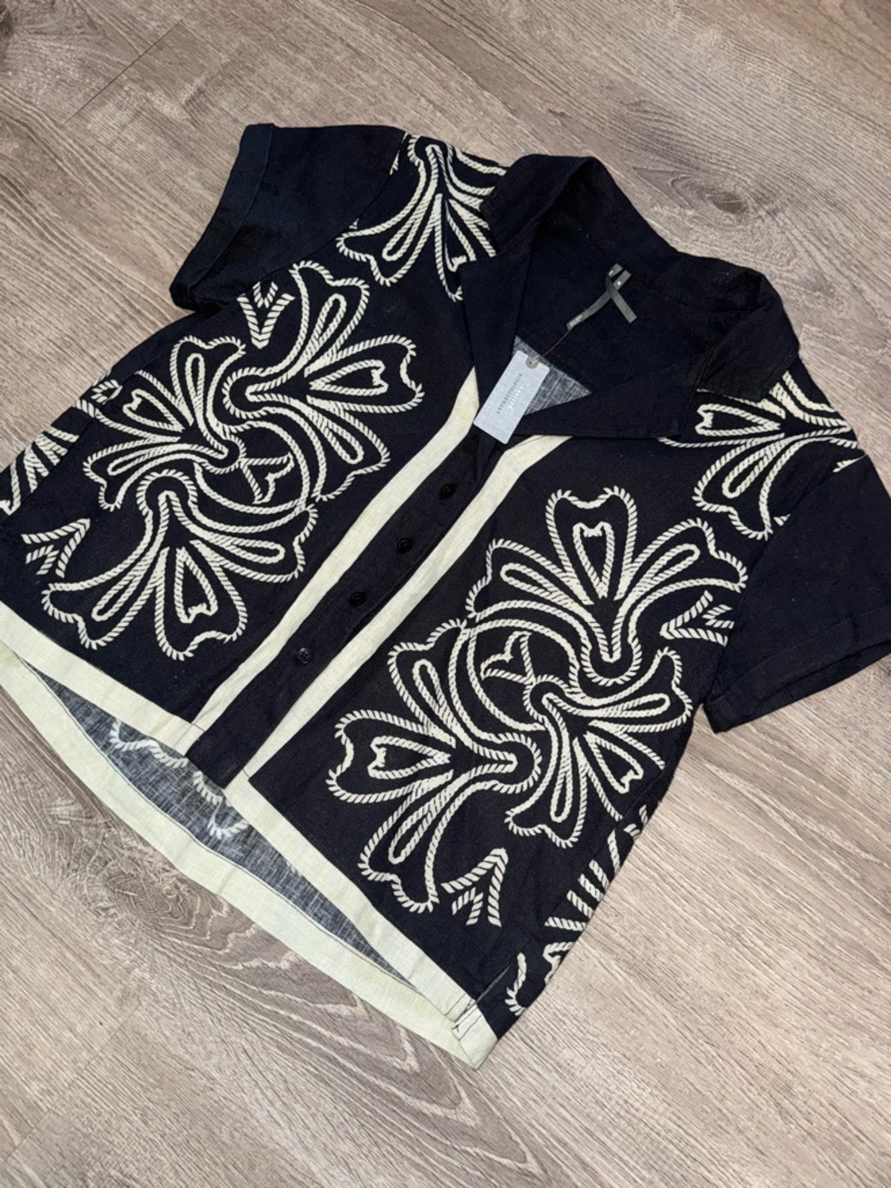NWT ANTHROPOLOGIE 2PC LINEN SET BRENNA SHIRT SOMERSET PANTS IN BLACK PRINT S SP - Picture 14 of 16